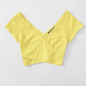 Cross wrap solid crop top